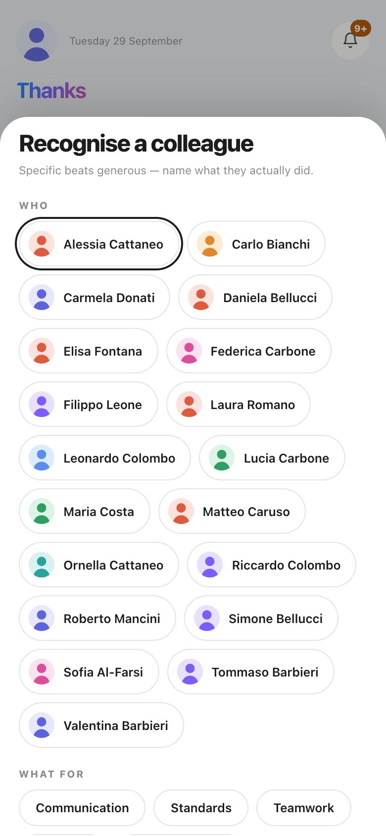 Writing a recognition — Who