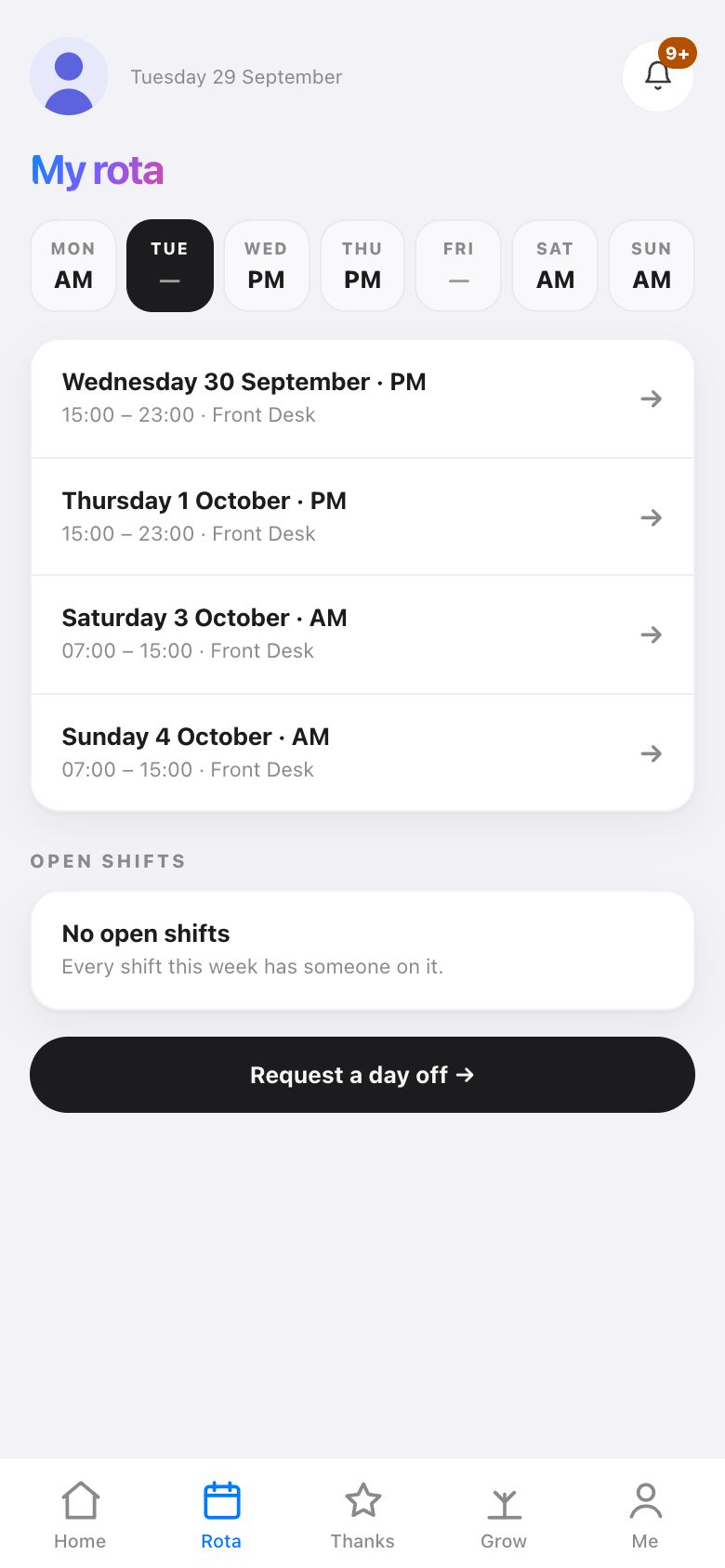 Your rota — The week